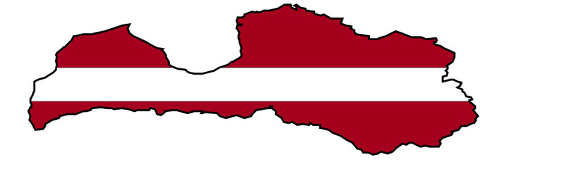 Fototapeta premium Flagge und Karte von Lettland 