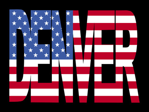 recommend clip art: Denver text with flag