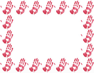 red hand border on a white background