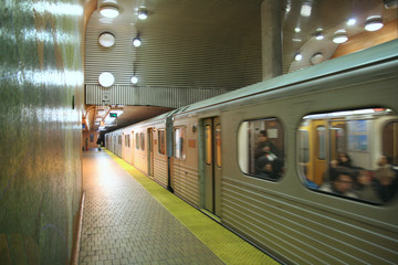 subway train stopped in station