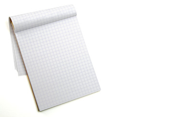 Blank notebook on a white background. Horizontal shot.