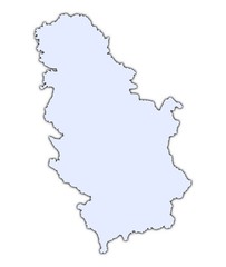 Serbia light blue map with shadow