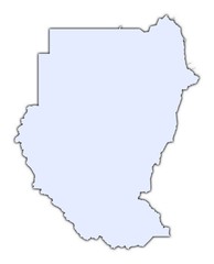 Sudan light blue map with shadow
