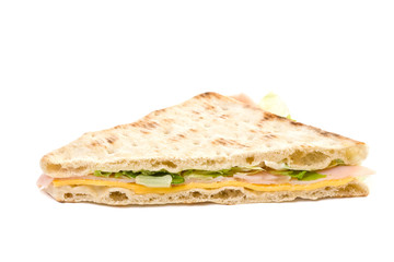 healthy ham and cheese  sandwich on white background