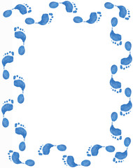 blue foot print border on white background