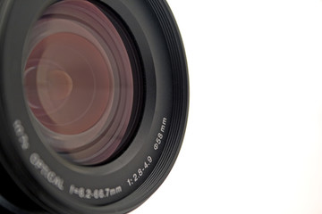 Objective of a digital camera on a white background. isolated