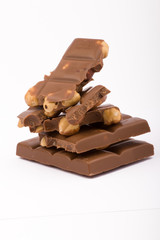 Chocolate blocks with hazelnuts