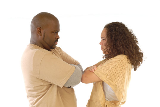 Stubborn couple facing relationship difficulties 