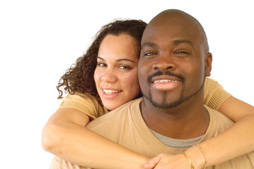 Attractive young couple hugging and smiling