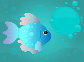 Cartoon fish with text bubble