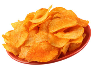 Potato salt chips isolated on white background