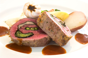 Mouthwatering platter of beef steaks 