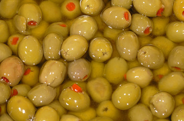 Stuffed green olives in oil
