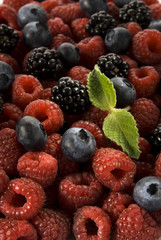 red raspberries, blueberries and blackberries texture