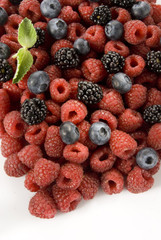 red raspberries, blueberries and blackberries texture