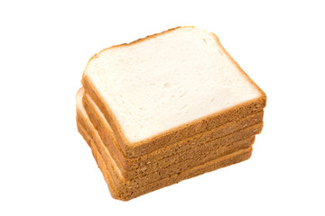 Slices of fresh sandwich bread. Isolated on white.
