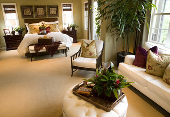 Spacious bedroom and lounge area.