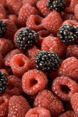 red raspberries and blackberries texture