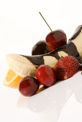 assorted fruits and chocolate still life 