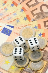 Dices on euro money