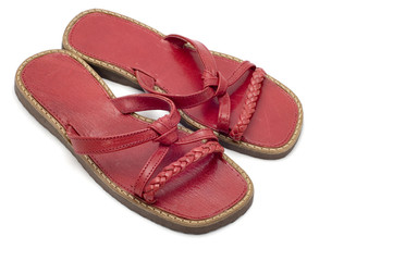 object on white - shoes red sandals