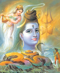 indian god bhola nath called as shiv ji with river ganga