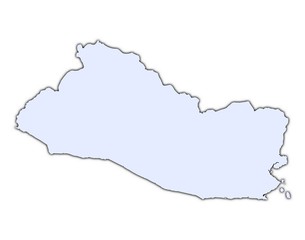 El Salvador light blue map with shadow
