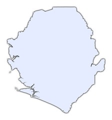 Sierra Leone light blue map with shadow