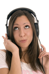 Fototapeta premium teenager listening to headphones