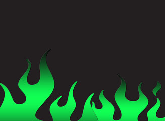 Green flames on a gray page background. © Ashley van Dyck