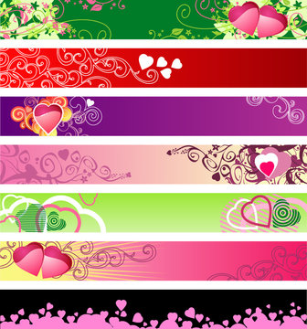 love & hearts website banners / vector / set #1
