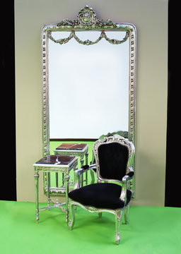 Silver mirror with furniture set