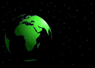 planète terre verte sur fond spatial
