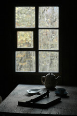 Rustic Window Antique Dining Table