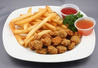 chicken popcorn and fries