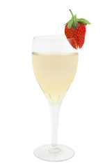 Champagne glass with strawberry isolated on a white 