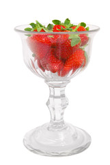 Antique sweetmeat glass filled with fresh strawberries