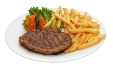 Fresh steak with potatoes and lettuce