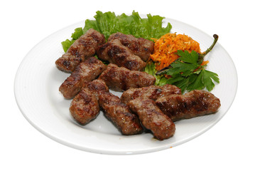 Grilled rissole with lettuce and carrot