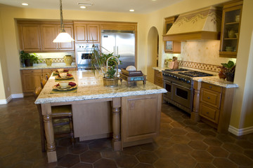 Luxury kitchen with a modern island.