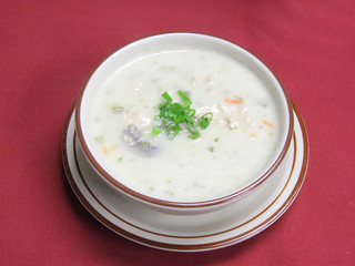 vegetable soup in the bowl on the table