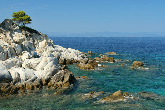 Coastline with white stones