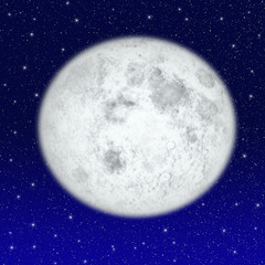 Beautiful full moon on starry sky