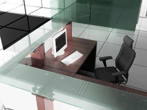 Workplace at modern office 3d image
