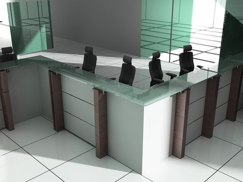 Workplace at modern office 3d image