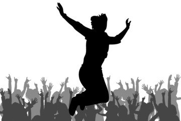 Happy woman with audience