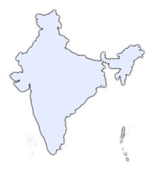 Fototapeta premium India light blue map with shadow