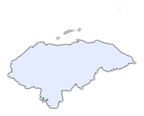 Honduras light blue map with shadow