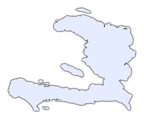 Haiti light blue map with shadow
