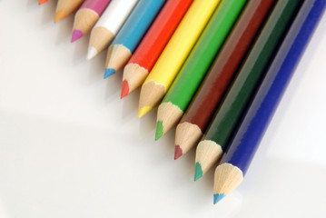 Triangle shape pattern composed of  colored pencils.